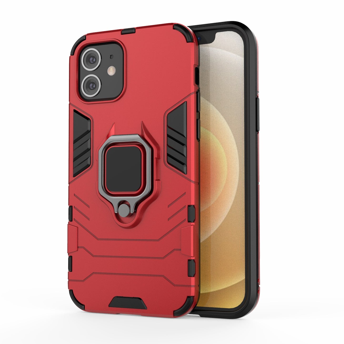 Cool Guard Finger Ring Kickstand PC + TPU Hybrid Shell for iPhone 12 Pro/12