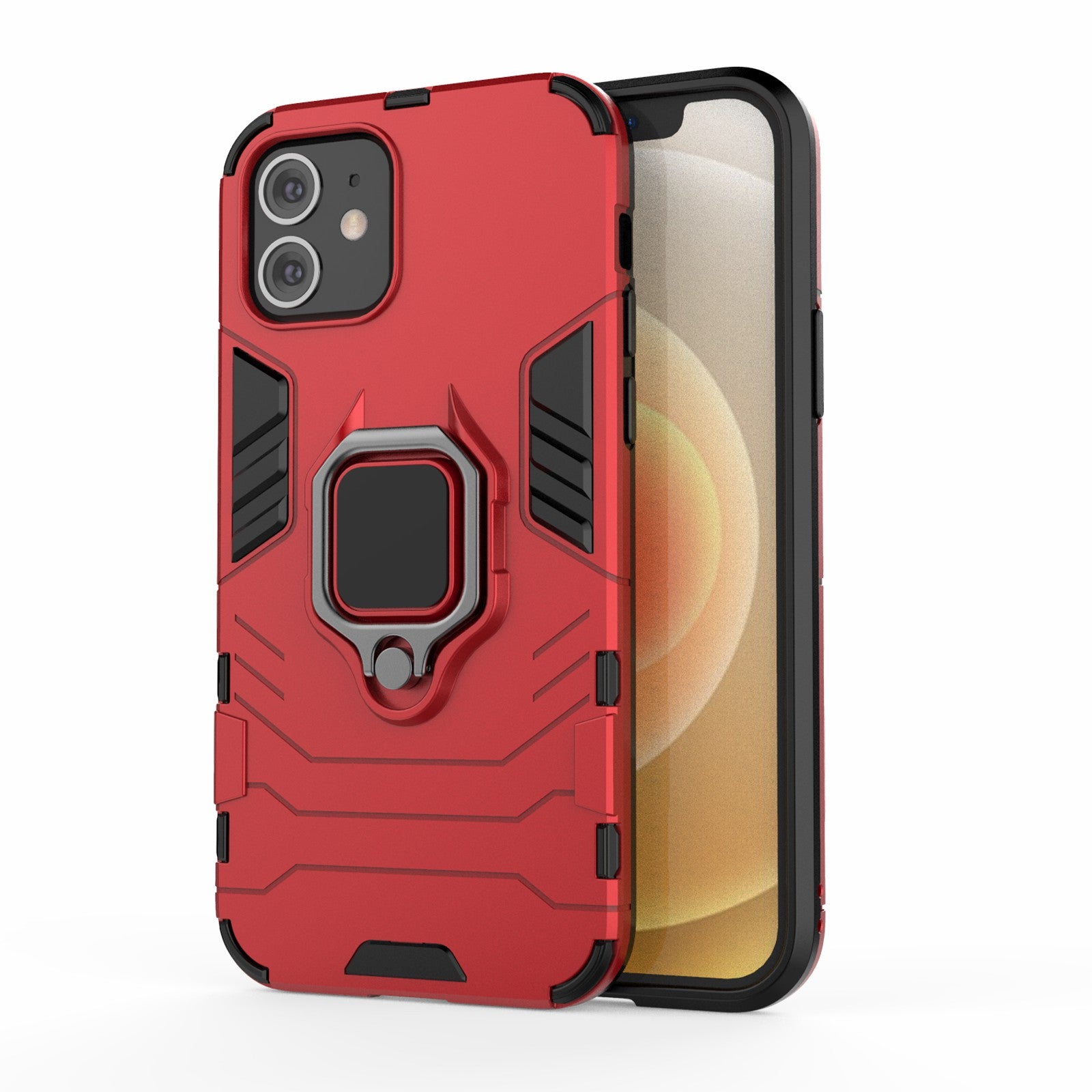 Cool Guard Finger Ring Kickstand PC + TPU Hybrid Shell for iPhone 12 Pro/12