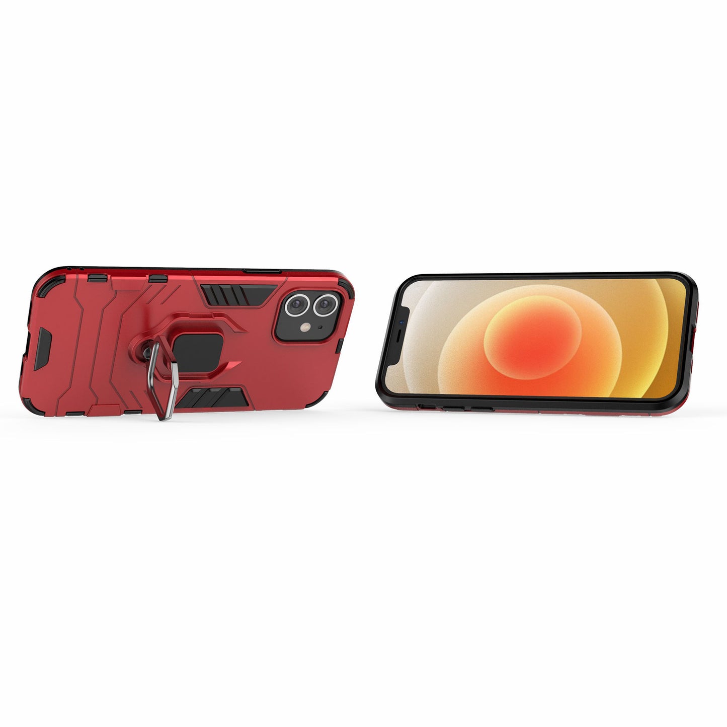 Cool Guard Finger Ring Kickstand PC + TPU Hybrid Shell for iPhone 12 Pro/12
