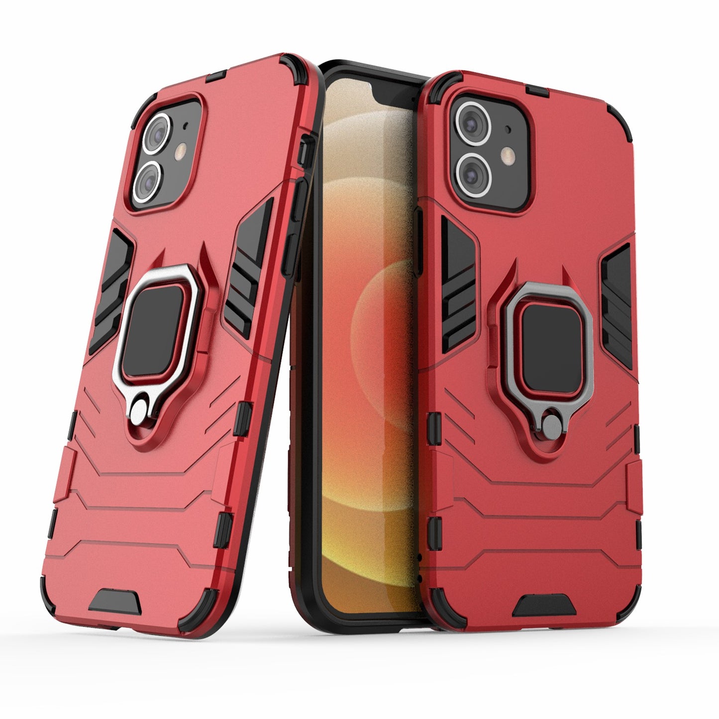 Cool Guard Finger Ring Kickstand PC + TPU Hybrid Shell for iPhone 12 Pro/12