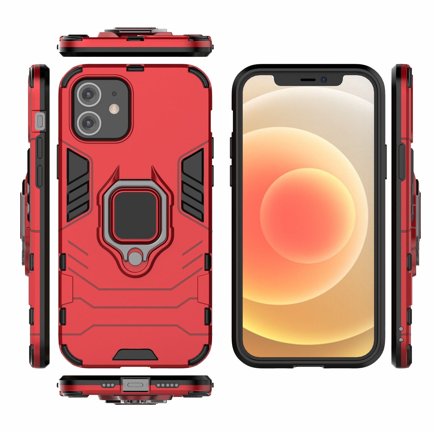 Cool Guard Finger Ring Kickstand PC + TPU Hybrid Shell for iPhone 12 Pro/12