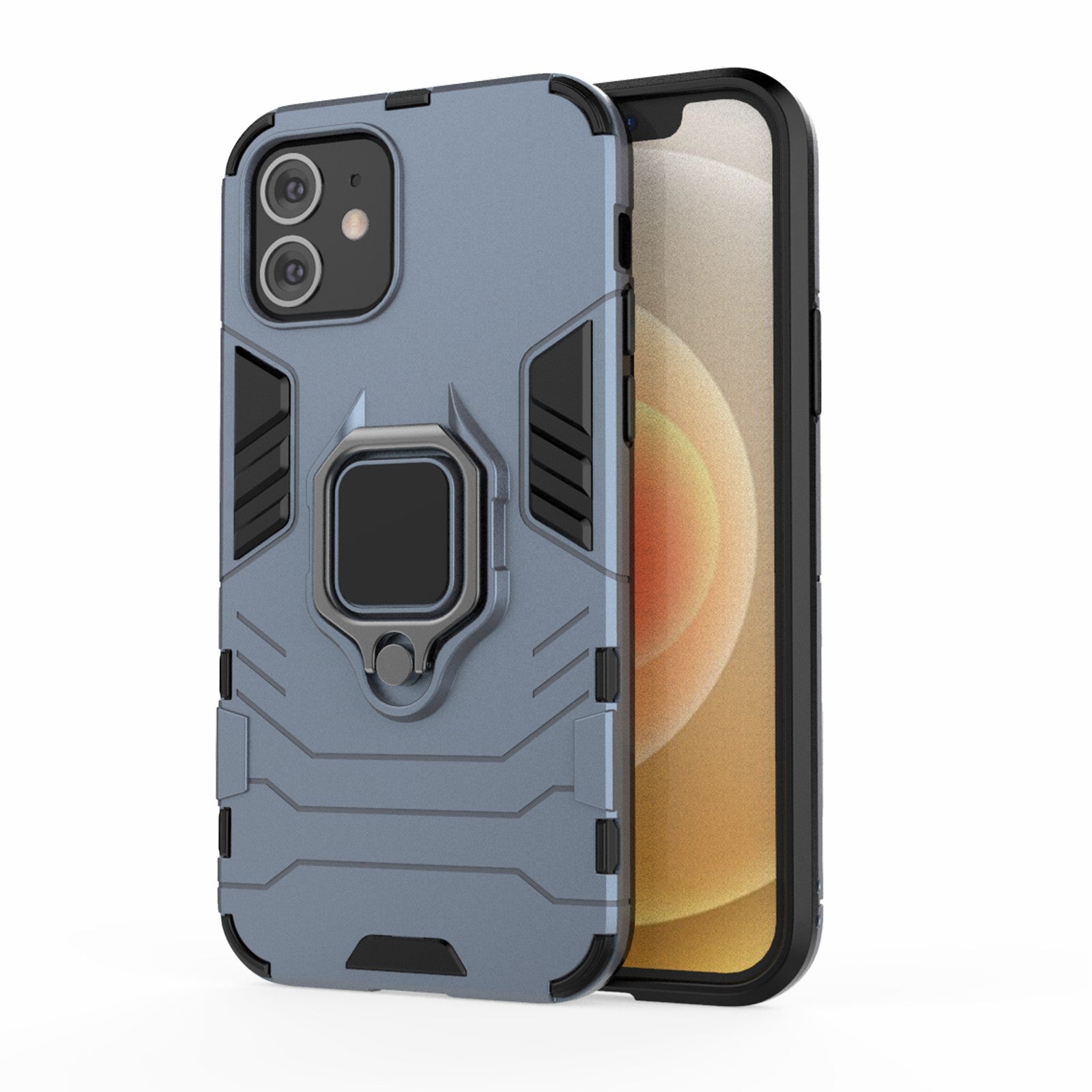 Cool Guard Finger Ring Kickstand PC + TPU Hybrid Shell for iPhone 12 Pro/12