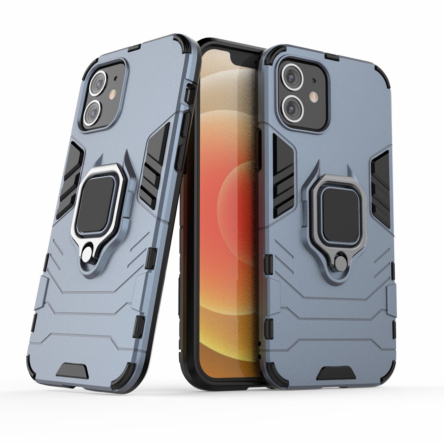 Cool Guard Finger Ring Kickstand PC + TPU Hybrid Shell for iPhone 12 Pro/12