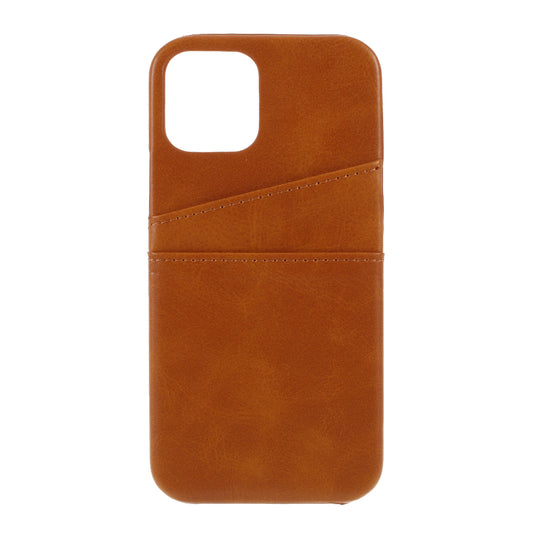 Double Card Slots Holders PU Leather Coated PC Hard Phone Cover Case for iPhone 12 Pro 6.1 inch/12 6.1 inch