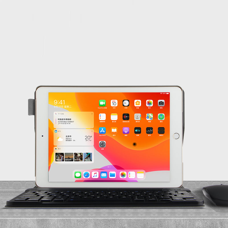 Bluetooth Keyboard Leather Stand Shell Case for iPad 9.7-inch (2018)