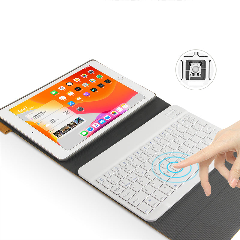 Bluetooth Keyboard Leather Stand Shell Case for iPad 9.7-inch (2018)