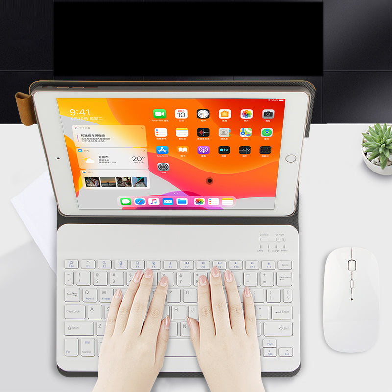 Bluetooth Keyboard Leather Stand Shell Case for iPad 9.7-inch (2018)