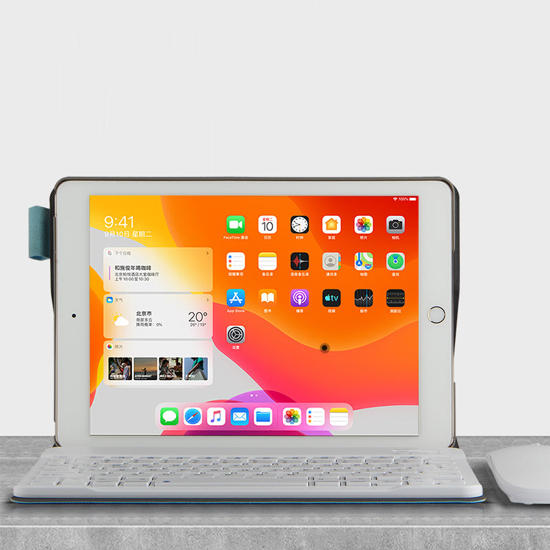 Bluetooth Keyboard Leather Stand Shell Case for iPad 9.7-inch (2018)