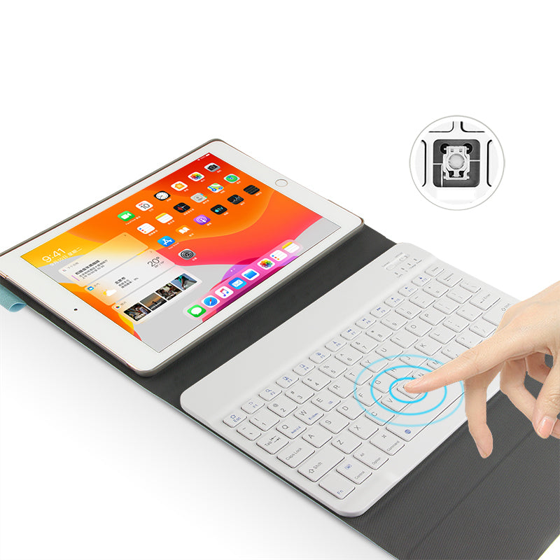 Bluetooth Keyboard Leather Stand Shell Case for iPad 9.7-inch (2018)