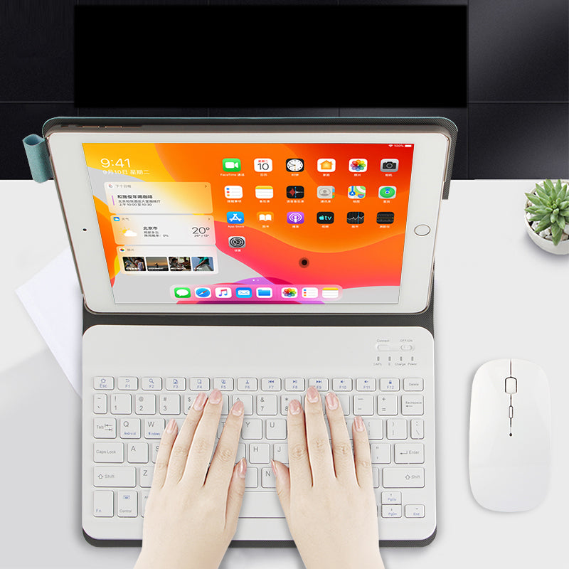Bluetooth Keyboard Leather Stand Shell Case for iPad 9.7-inch (2018)
