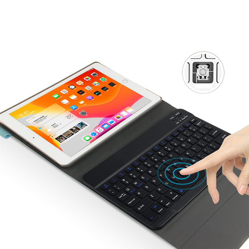 Bluetooth Keyboard Leather Stand Shell Case for iPad 9.7-inch (2018)