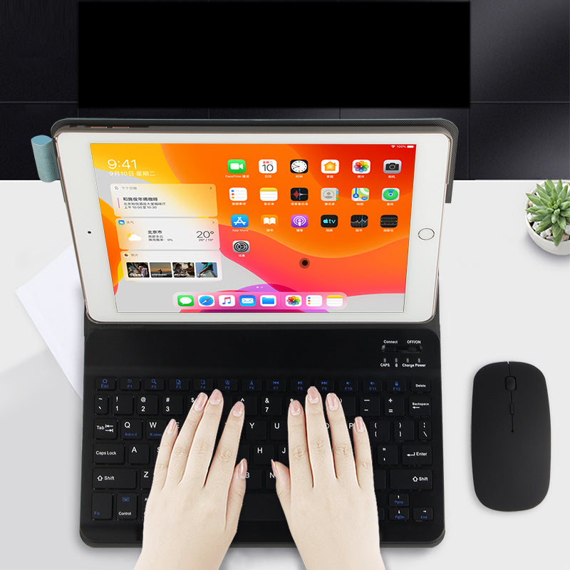 Bluetooth Keyboard Leather Stand Shell Case for iPad 9.7-inch (2018)