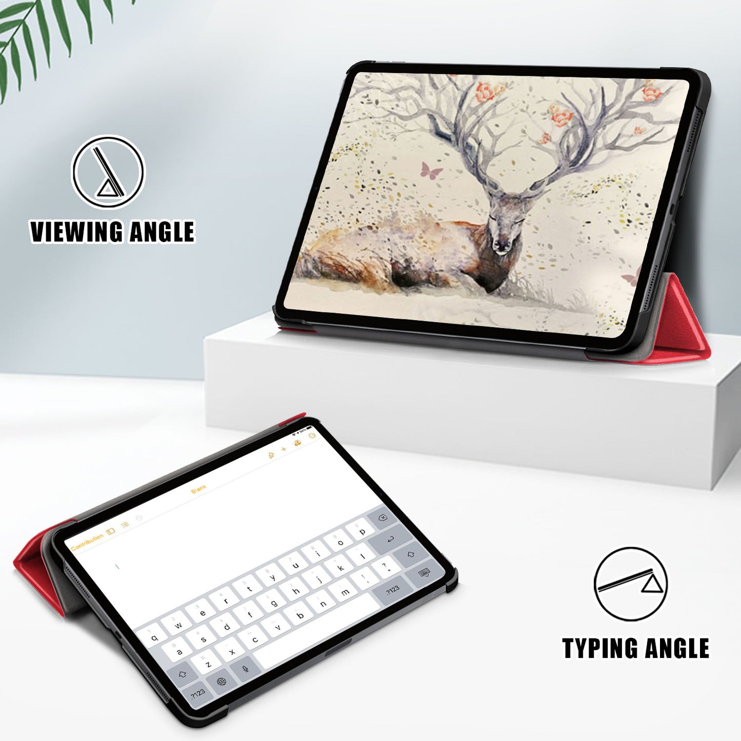 Tri-fold Stand Hard Back Shell Folio PU Leather Cover with Auto Wake/Sleep Functions for iPad Air (2020)/Air (2022)