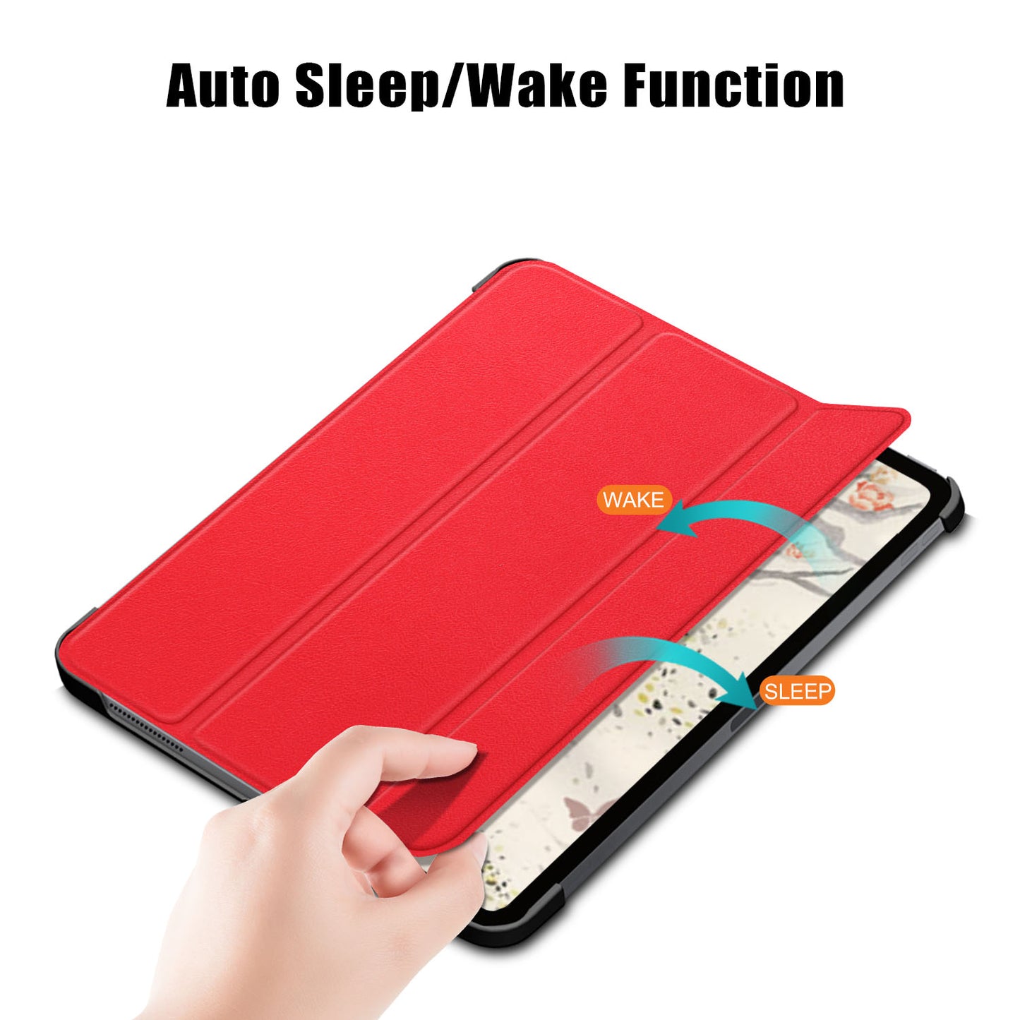 Tri-fold Stand Hard Back Shell Folio PU Leather Cover with Auto Wake/Sleep Functions for iPad Air (2020)/Air (2022)