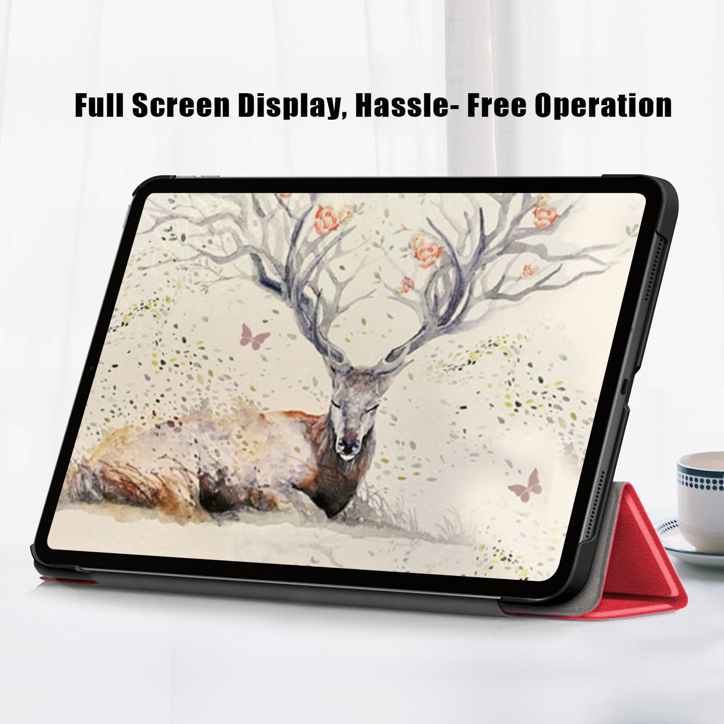 Tri-fold Stand Hard Back Shell Folio PU Leather Cover with Auto Wake/Sleep Functions for iPad Air (2020)/Air (2022)
