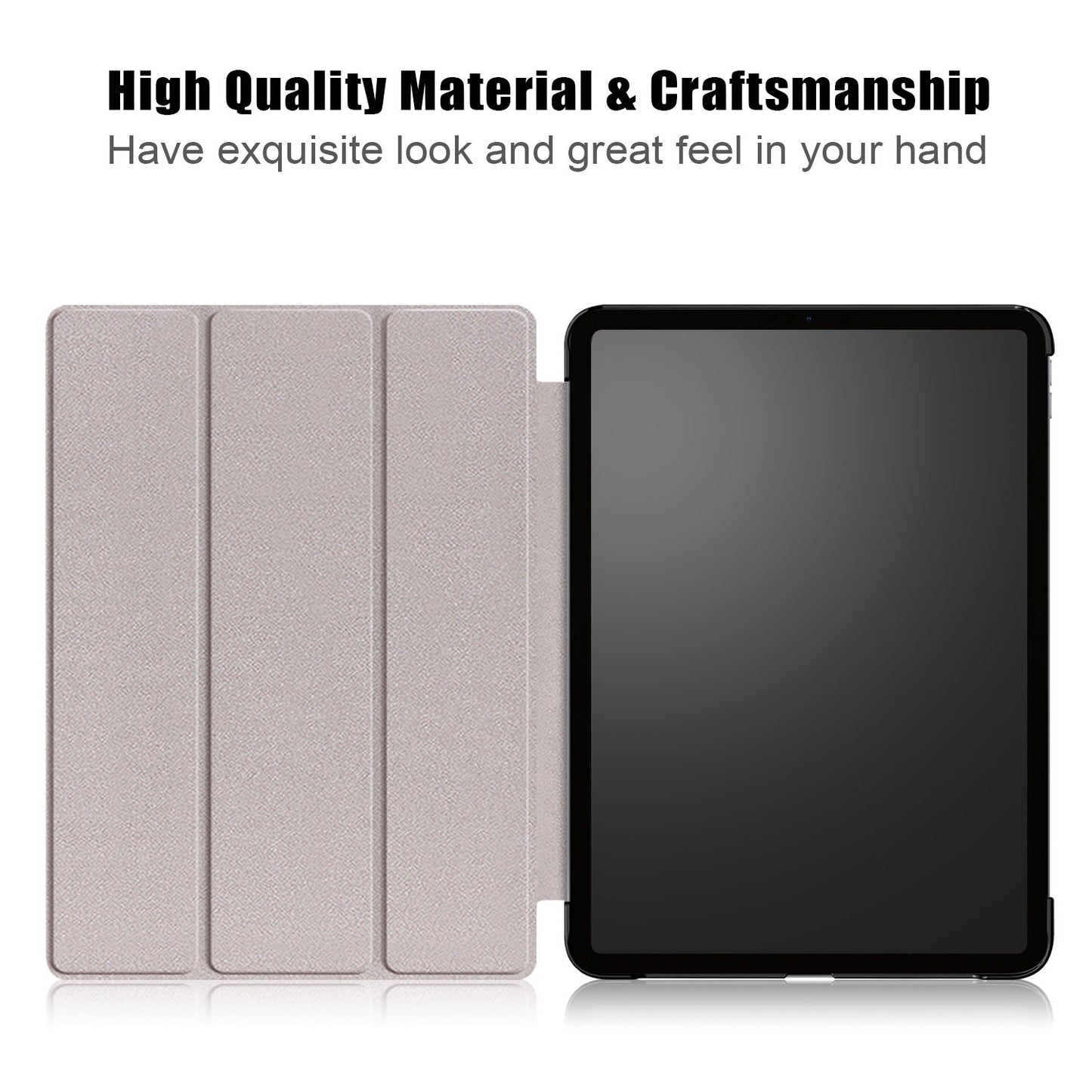 Tri-fold Stand Hard Back Shell Folio PU Leather Cover with Auto Wake/Sleep Functions for iPad Air (2020)/Air (2022)