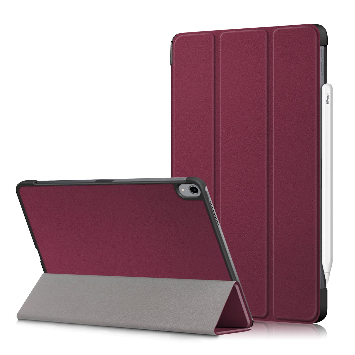 Tri-fold Stand Hard Back Shell Folio PU Leather Cover with Auto Wake/Sleep Functions for iPad Air (2020)/Air (2022)