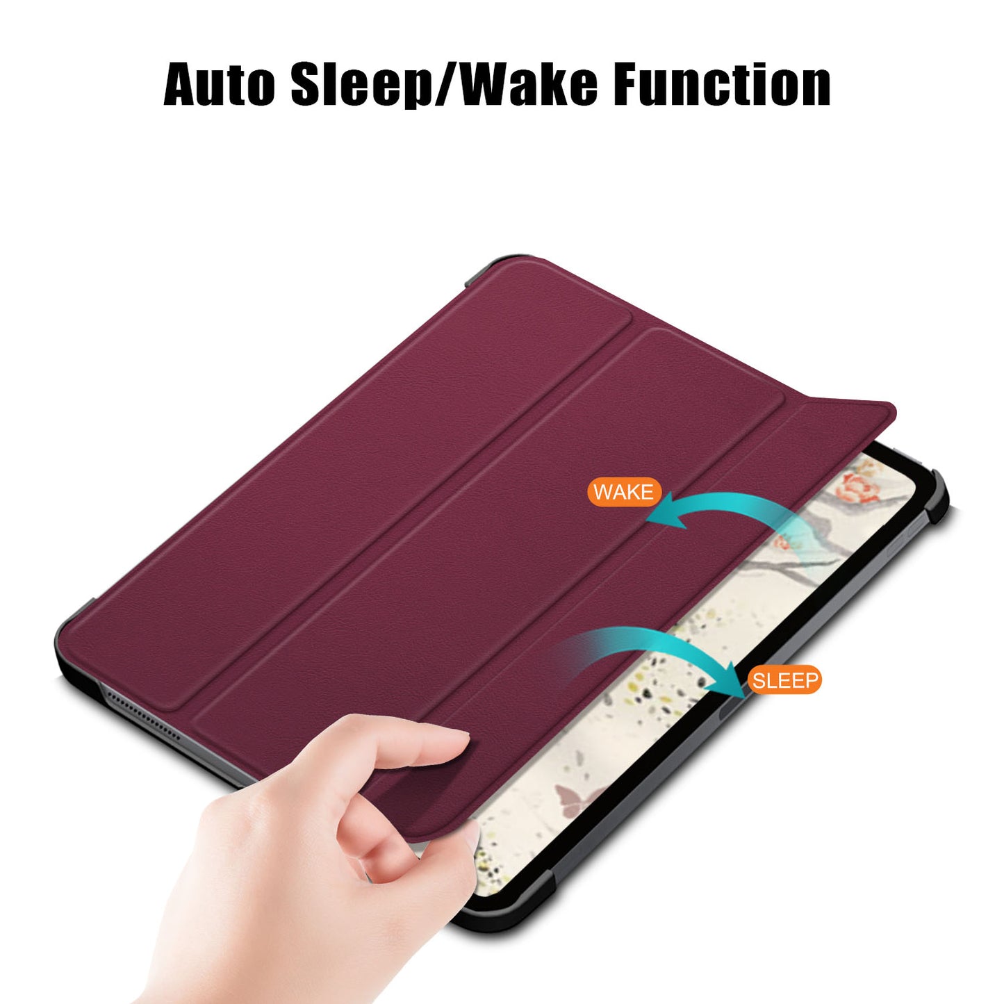 Tri-fold Stand Hard Back Shell Folio PU Leather Cover with Auto Wake/Sleep Functions for iPad Air (2020)/Air (2022)