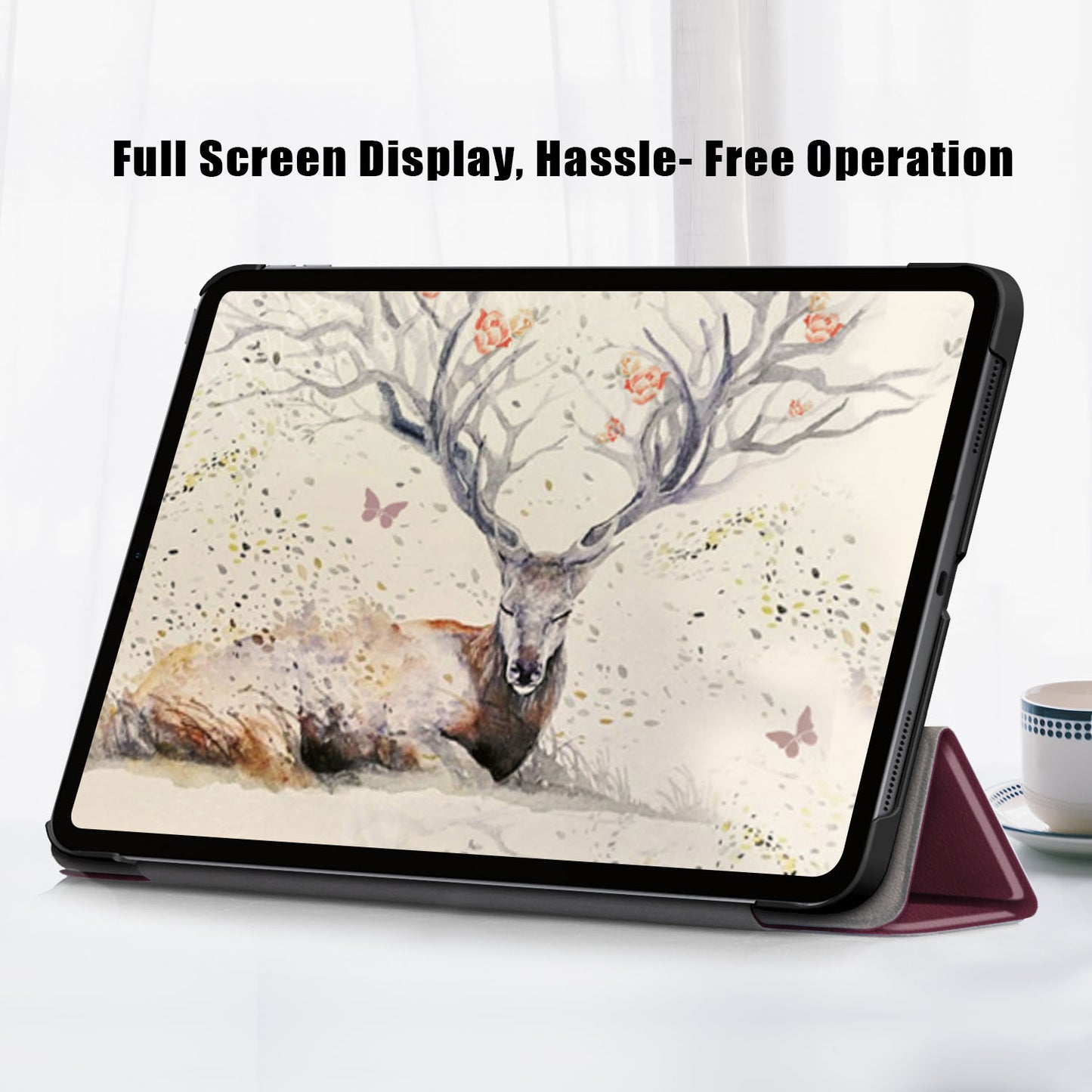 Tri-fold Stand Hard Back Shell Folio PU Leather Cover with Auto Wake/Sleep Functions for iPad Air (2020)/Air (2022)