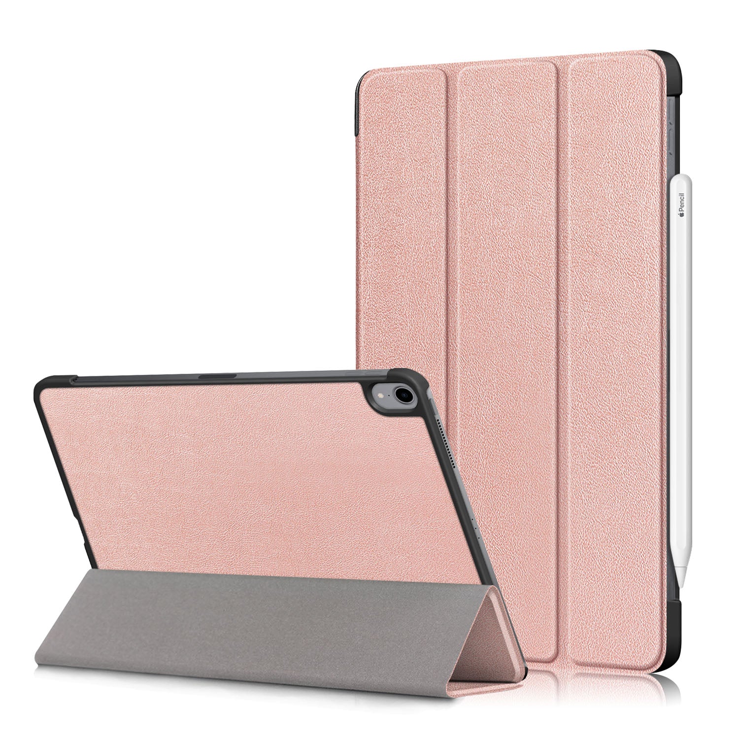 Tri-fold Stand Hard Back Shell Folio PU Leather Cover with Auto Wake/Sleep Functions for iPad Air (2020)/Air (2022)