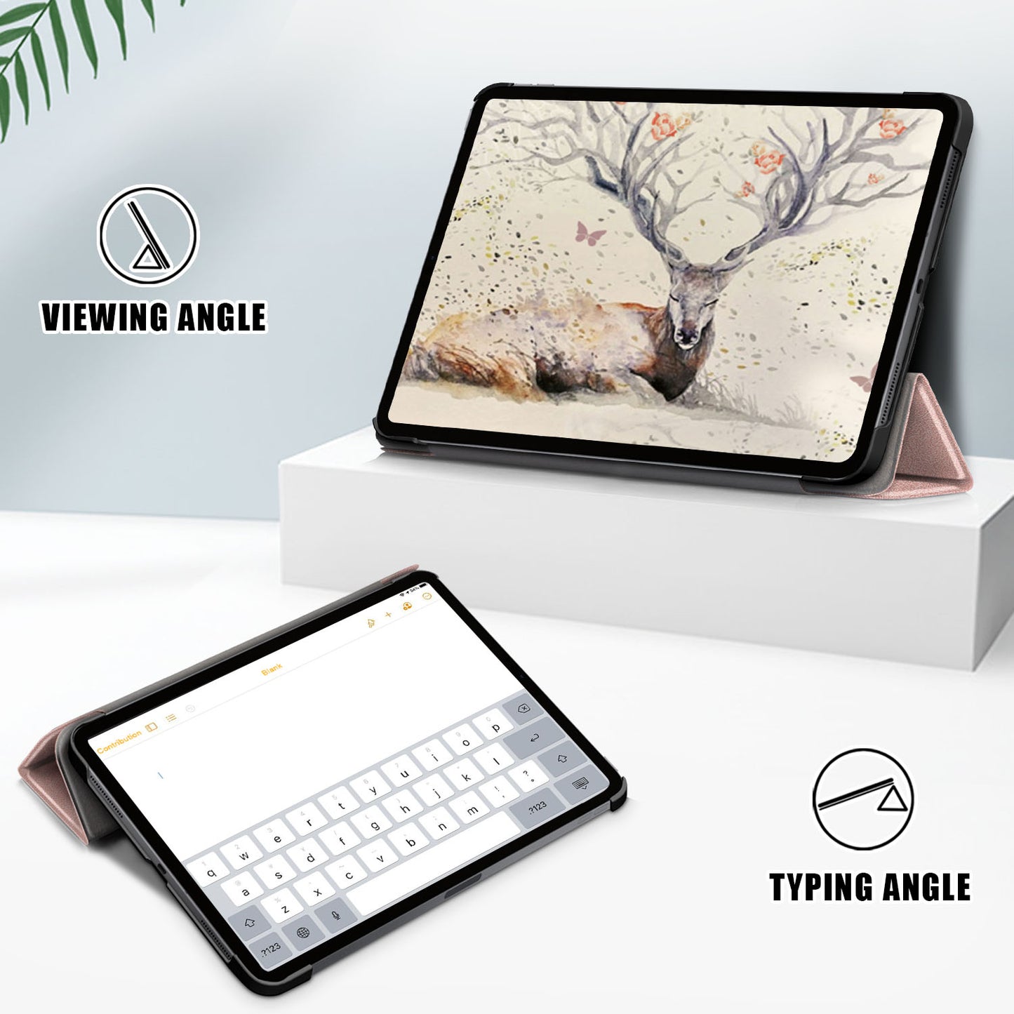 Tri-fold Stand Hard Back Shell Folio PU Leather Cover with Auto Wake/Sleep Functions for iPad Air (2020)/Air (2022)