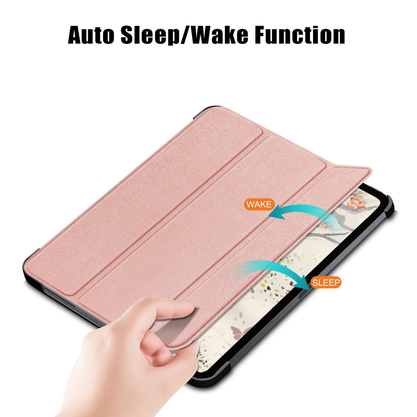 Tri-fold Stand Hard Back Shell Folio PU Leather Cover with Auto Wake/Sleep Functions for iPad Air (2020)/Air (2022)