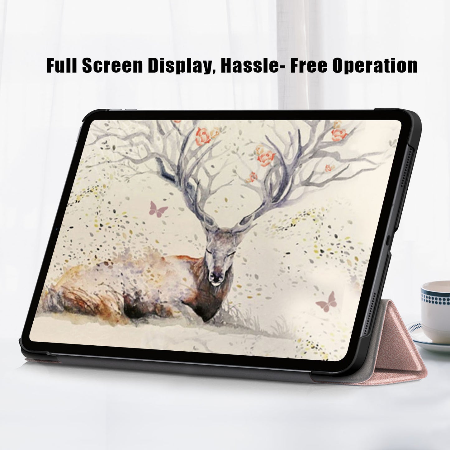 Tri-fold Stand Hard Back Shell Folio PU Leather Cover with Auto Wake/Sleep Functions for iPad Air (2020)/Air (2022)