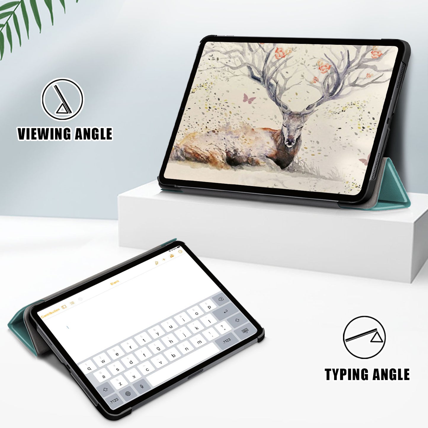 Tri-fold Stand Hard Back Shell Folio PU Leather Cover with Auto Wake/Sleep Functions for iPad Air (2020)/Air (2022)