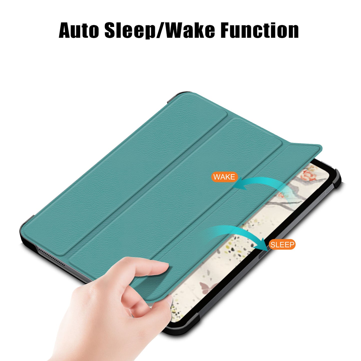 Tri-fold Stand Hard Back Shell Folio PU Leather Cover with Auto Wake/Sleep Functions for iPad Air (2020)/Air (2022)