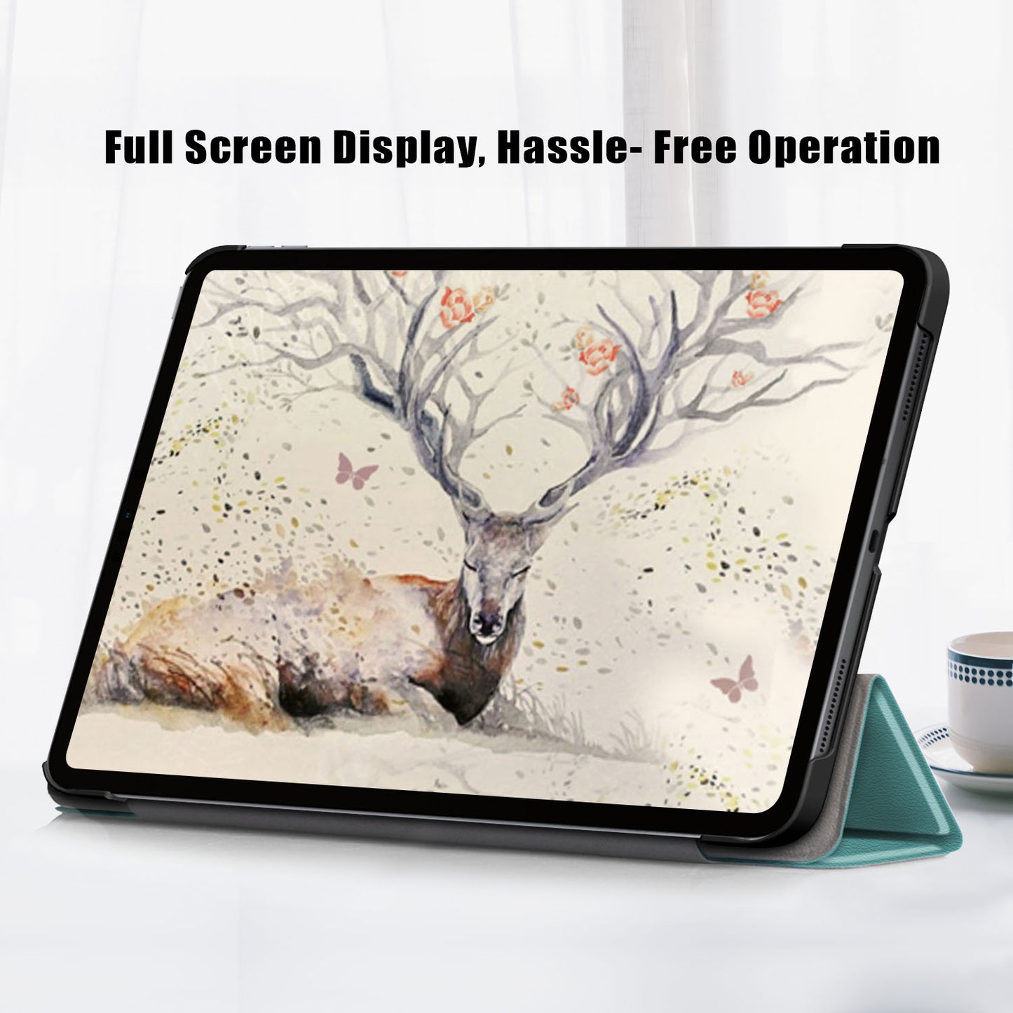 Tri-fold Stand Hard Back Shell Folio PU Leather Cover with Auto Wake/Sleep Functions for iPad Air (2020)/Air (2022)