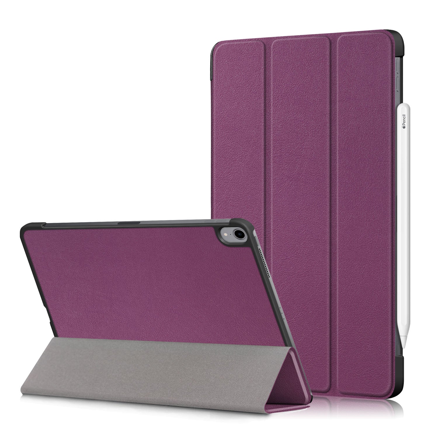 Tri-fold Stand Hard Back Shell Folio PU Leather Cover with Auto Wake/Sleep Functions for iPad Air (2020)/Air (2022)