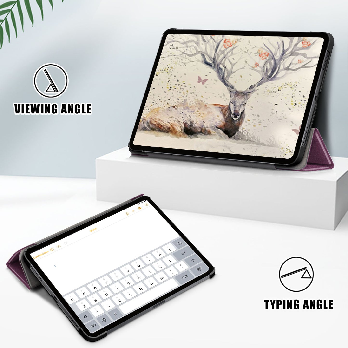 Tri-fold Stand Hard Back Shell Folio PU Leather Cover with Auto Wake/Sleep Functions for iPad Air (2020)/Air (2022)