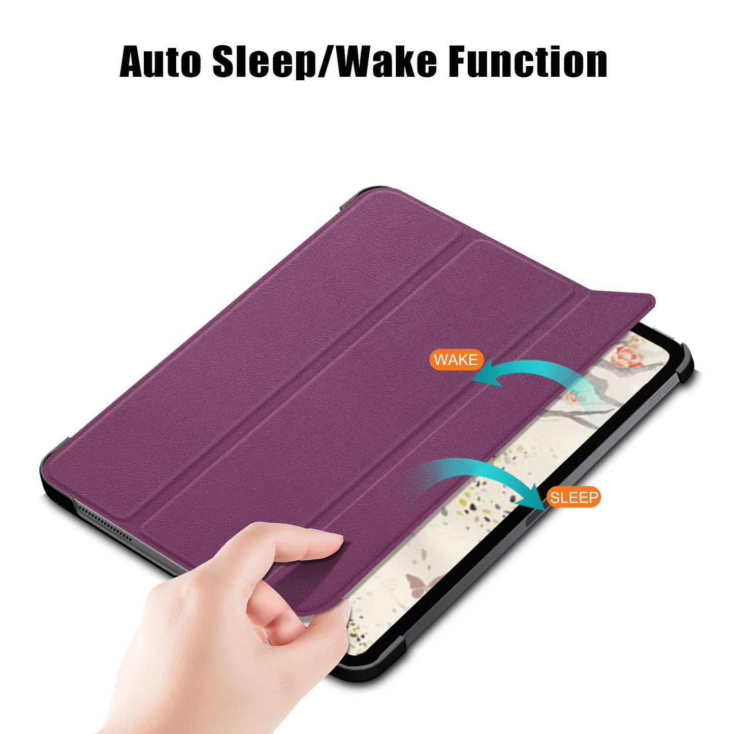 Tri-fold Stand Hard Back Shell Folio PU Leather Cover with Auto Wake/Sleep Functions for iPad Air (2020)/Air (2022)