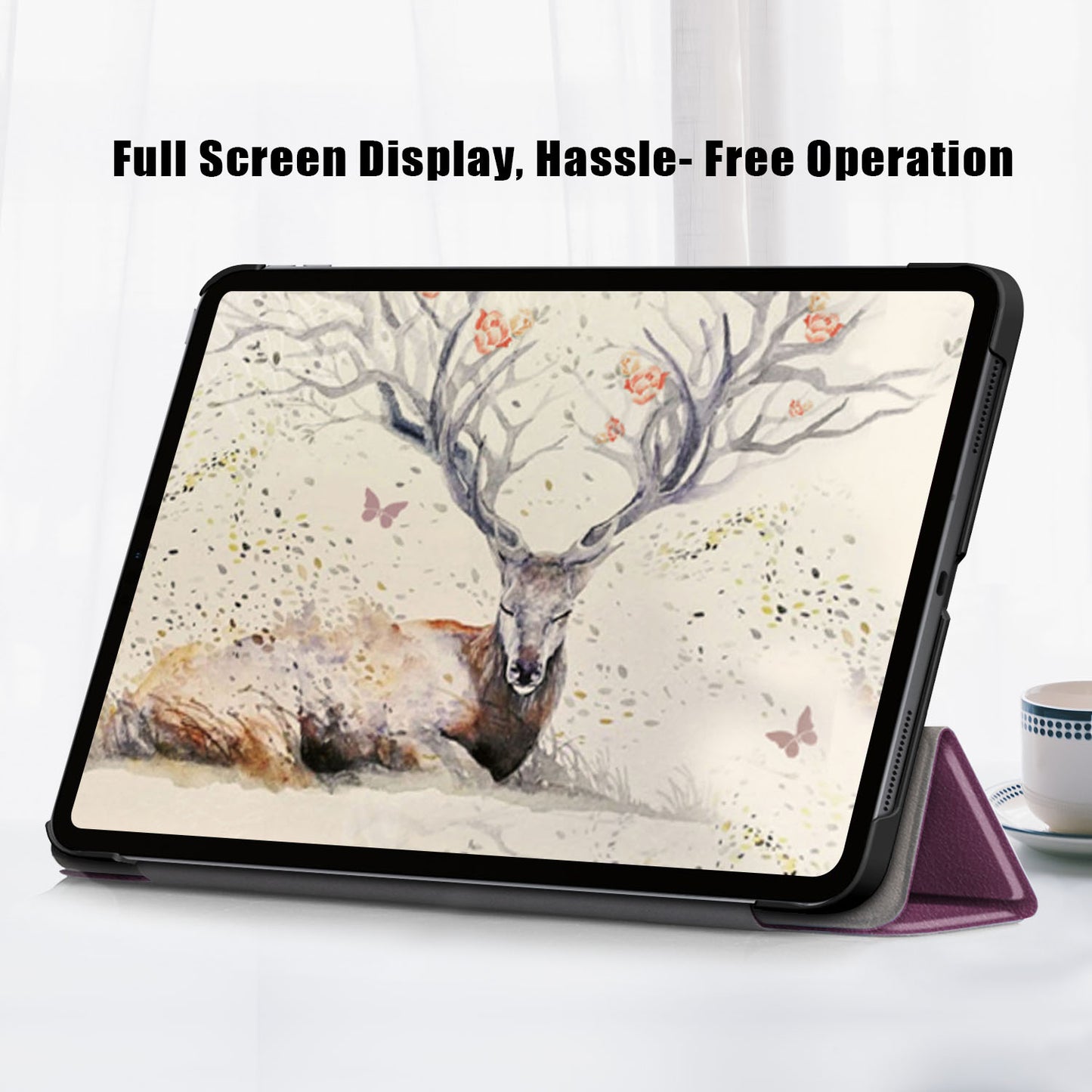 Tri-fold Stand Hard Back Shell Folio PU Leather Cover with Auto Wake/Sleep Functions for iPad Air (2020)/Air (2022)