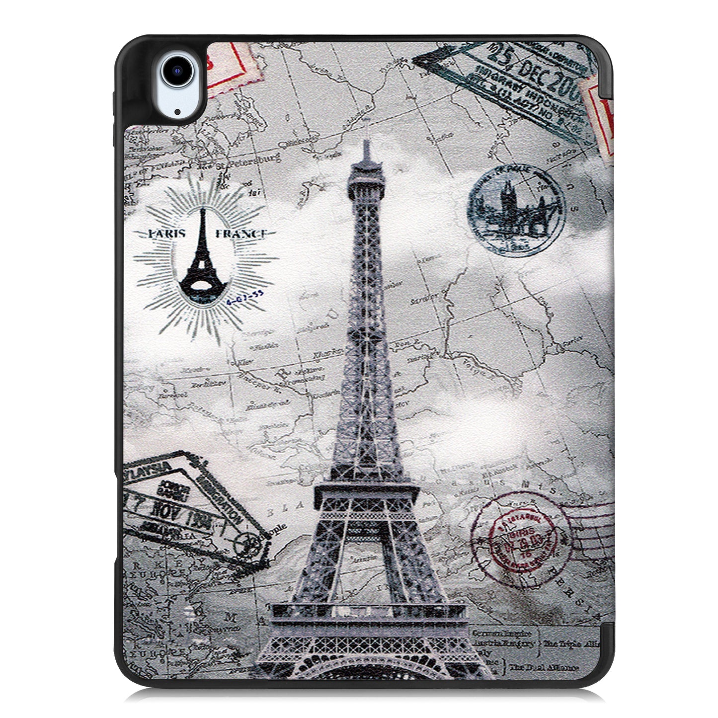 For iPad Air (2020)/Air (2022) Pattern Printing PU Leather Soft TPU Back Tablet Case Smart Tri-fold Stand Auto Wake/Sleep Shell with Pen Slot