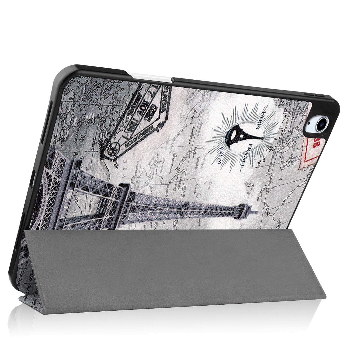 For iPad Air (2020)/Air (2022) Pattern Printing PU Leather Soft TPU Back Tablet Case Smart Tri-fold Stand Auto Wake/Sleep Shell with Pen Slot