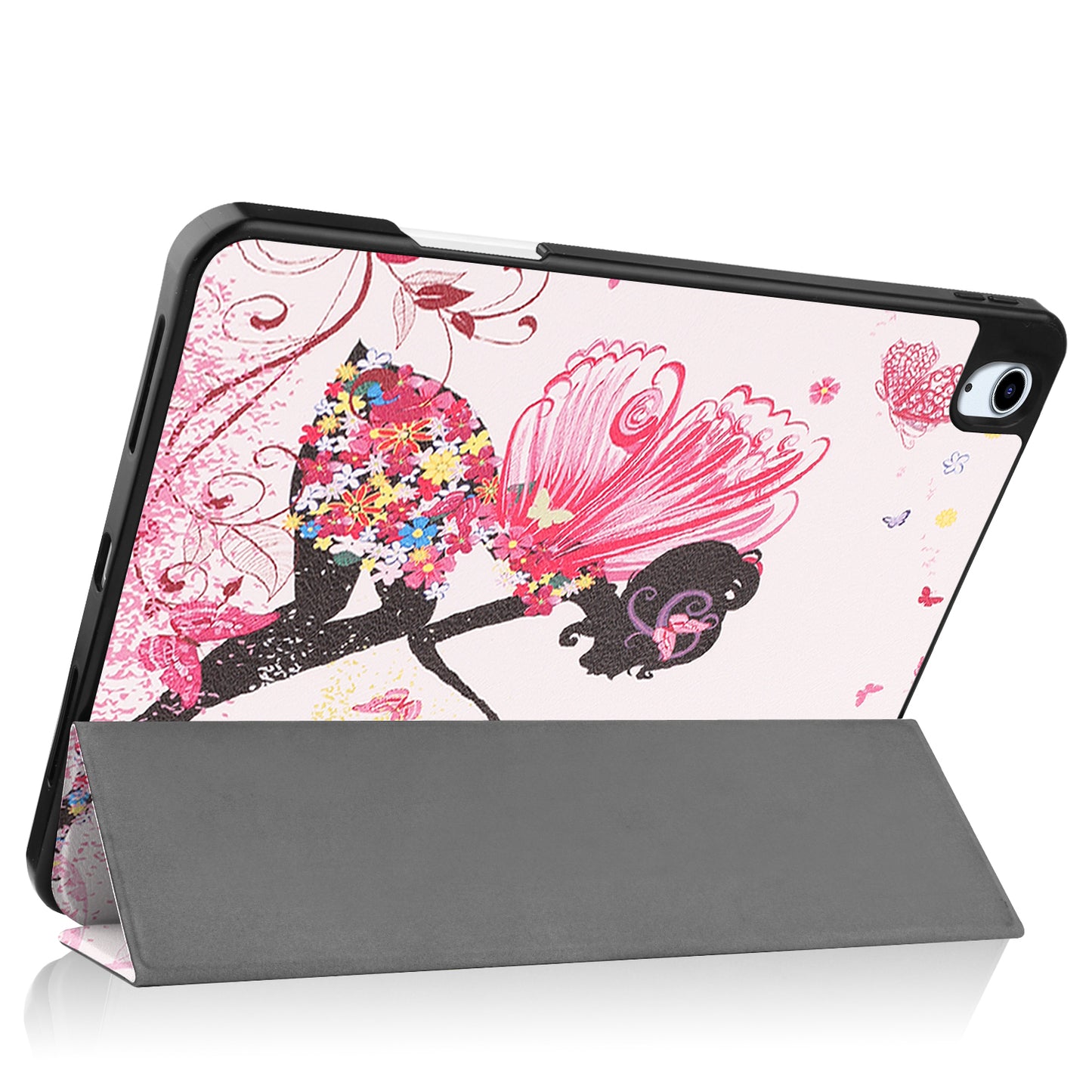 For iPad Air (2020)/Air (2022) Pattern Printing PU Leather Soft TPU Back Tablet Case Smart Tri-fold Stand Auto Wake/Sleep Shell with Pen Slot