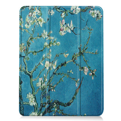 For iPad Air (2020)/Air (2022) Pattern Printing PU Leather Soft TPU Back Tablet Case Smart Tri-fold Stand Auto Wake/Sleep Shell with Pen Slot