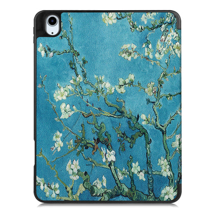 For iPad Air (2020)/Air (2022) Pattern Printing PU Leather Soft TPU Back Tablet Case Smart Tri-fold Stand Auto Wake/Sleep Shell with Pen Slot