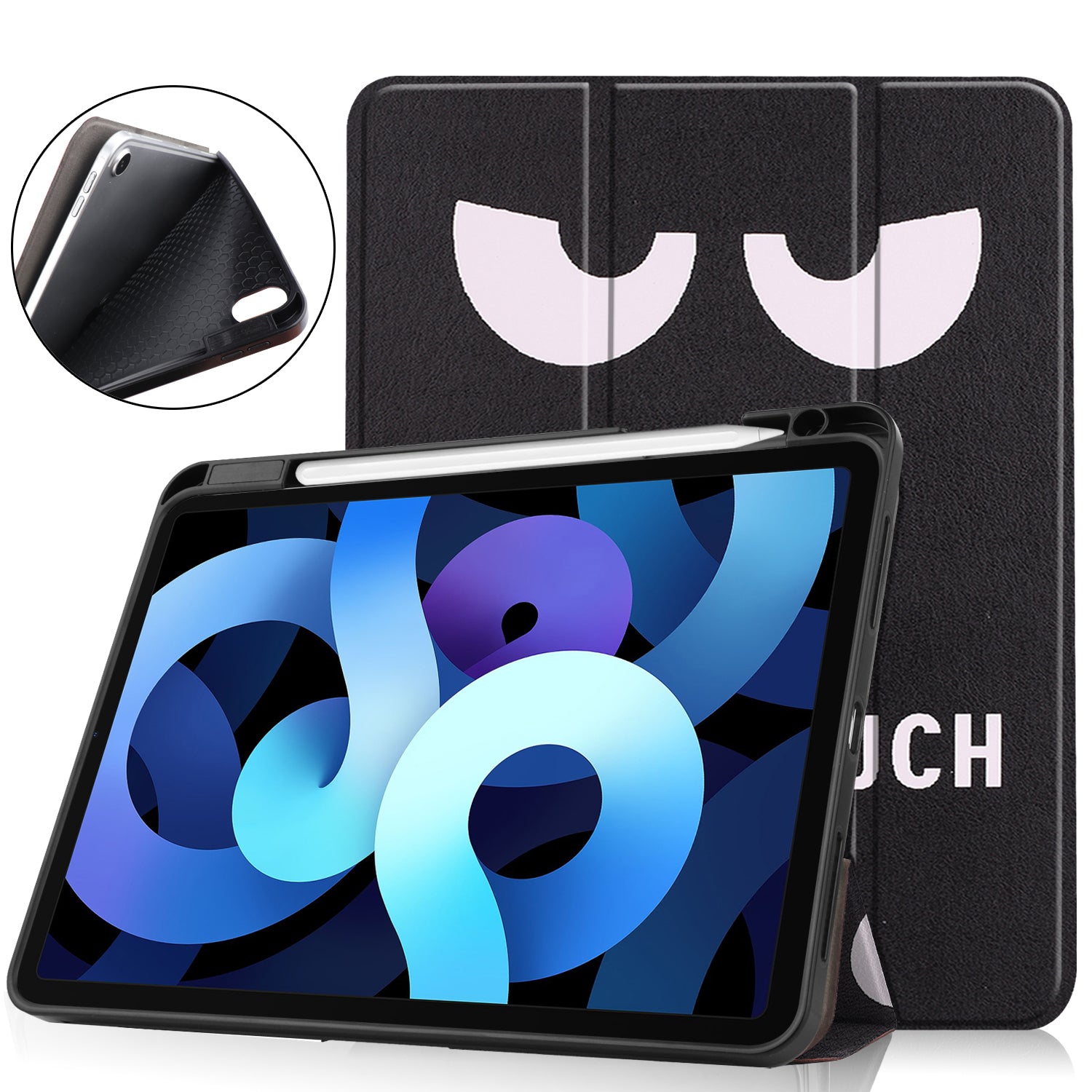 For iPad Air (2020)/Air (2022) Pattern Printing PU Leather Soft TPU Back Tablet Case Smart Tri-fold Stand Auto Wake/Sleep Shell with Pen Slot