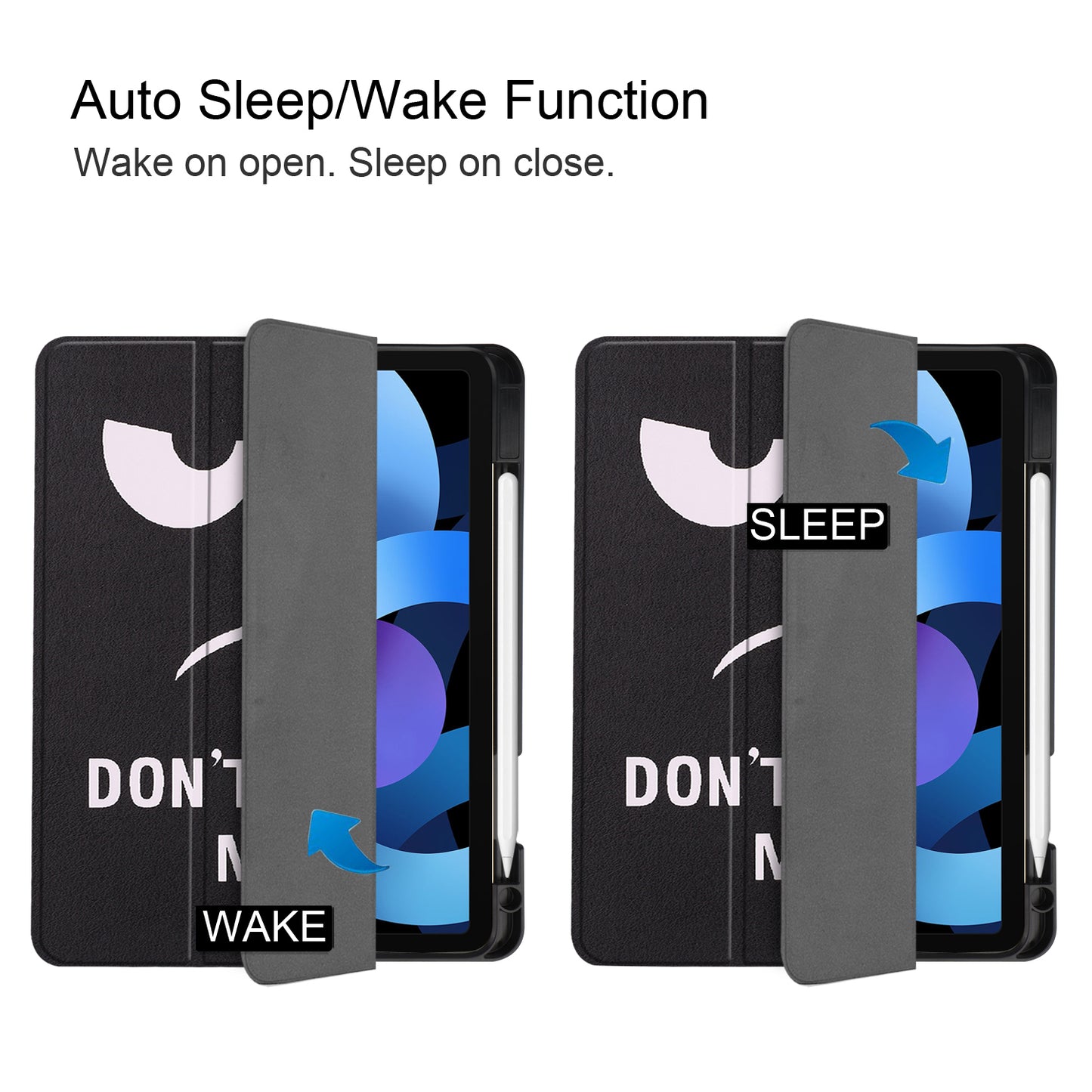 For iPad Air (2020)/Air (2022) Pattern Printing PU Leather Soft TPU Back Tablet Case Smart Tri-fold Stand Auto Wake/Sleep Shell with Pen Slot
