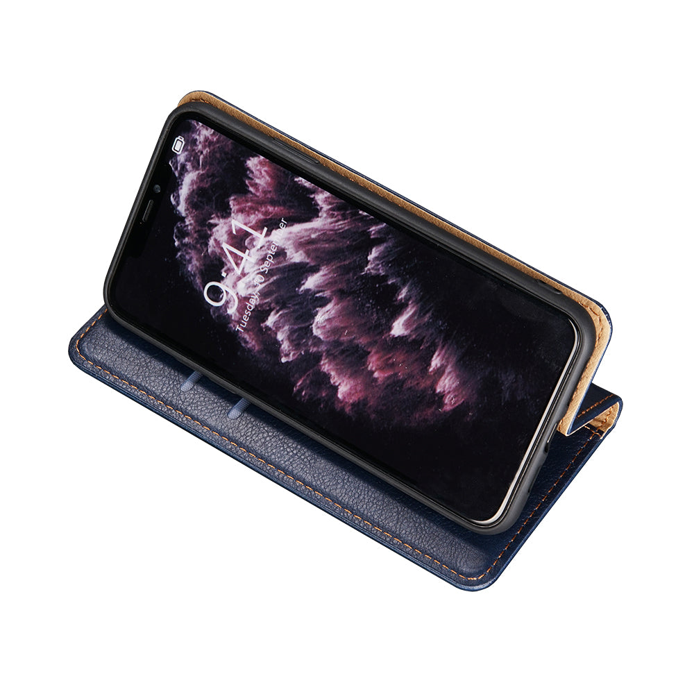 Plain Leather Phone Protective Case Auto-Absorbed for Xiaomi Redmi 9C/Redmi 9C NFC