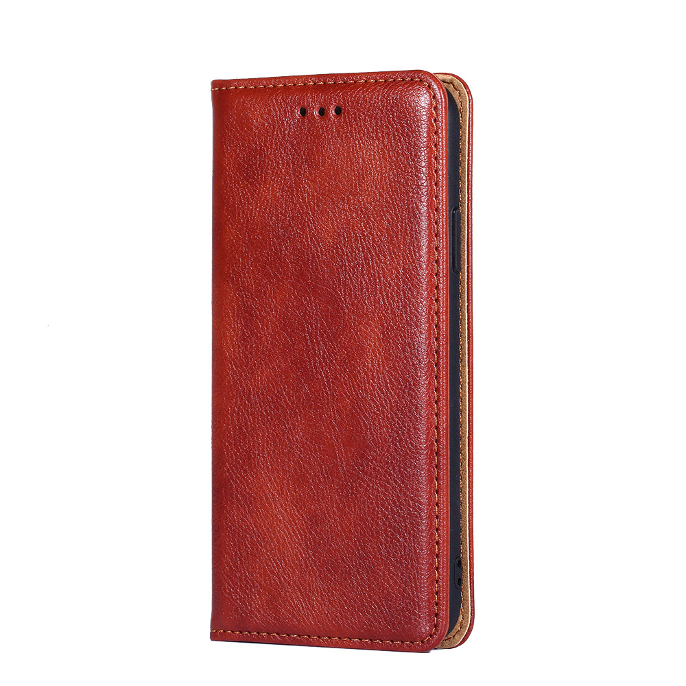 Plain Leather Phone Protective Case Auto-Absorbed for Xiaomi Redmi 9C/Redmi 9C NFC