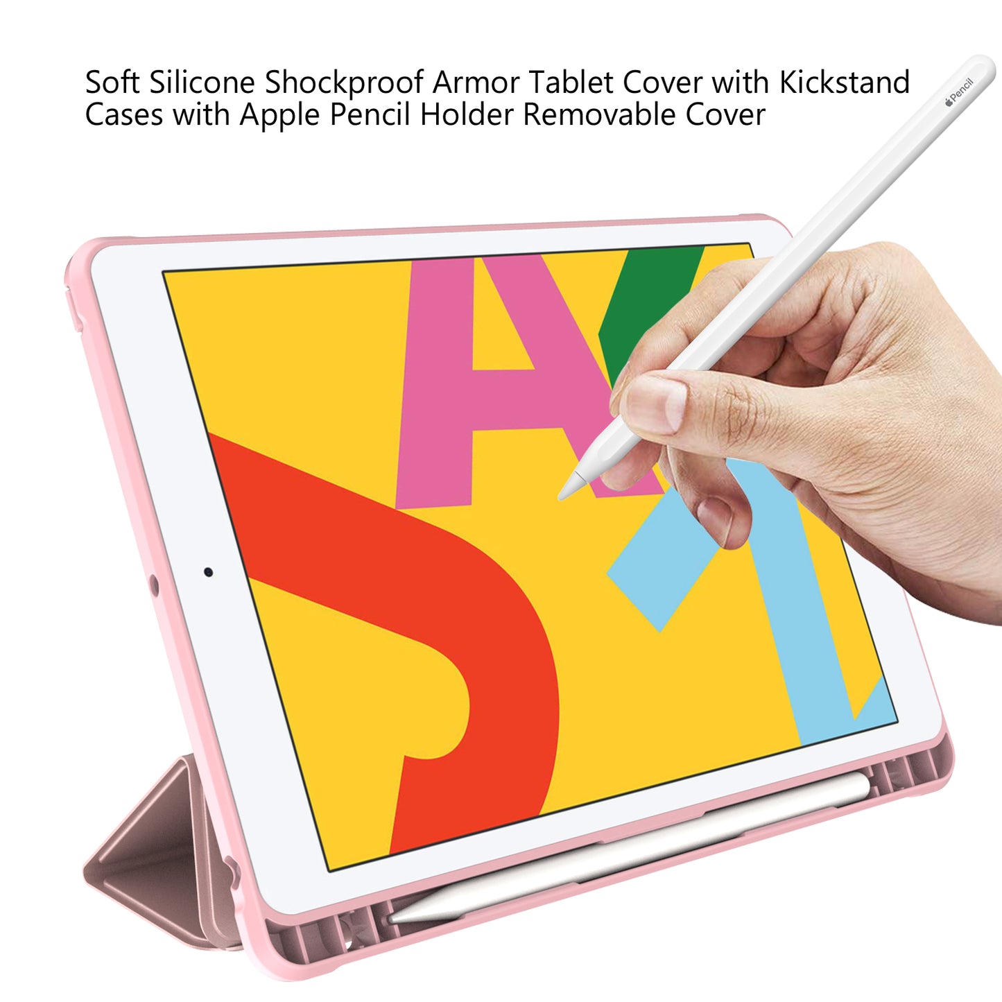 Tri-fold Stand for iPad 10.2 (2021)/(2020)/(2019) PU Leather Tablet Cover with Pen Holder