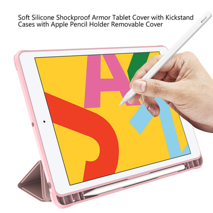 Tri-fold Stand for iPad 10.2 (2021)/(2020)/(2019) PU Leather Tablet Cover with Pen Holder