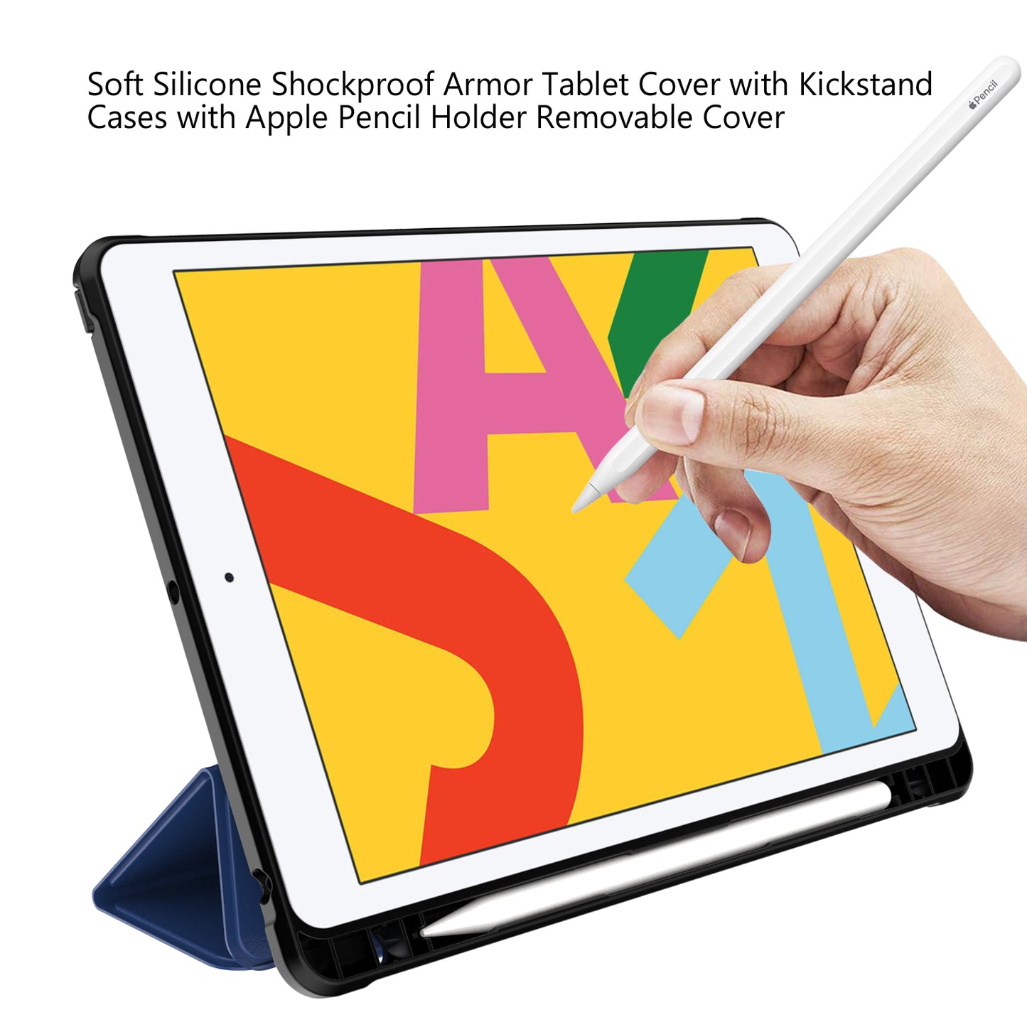 Tri-fold Stand for iPad 10.2 (2021)/(2020)/(2019) PU Leather Tablet Cover with Pen Holder