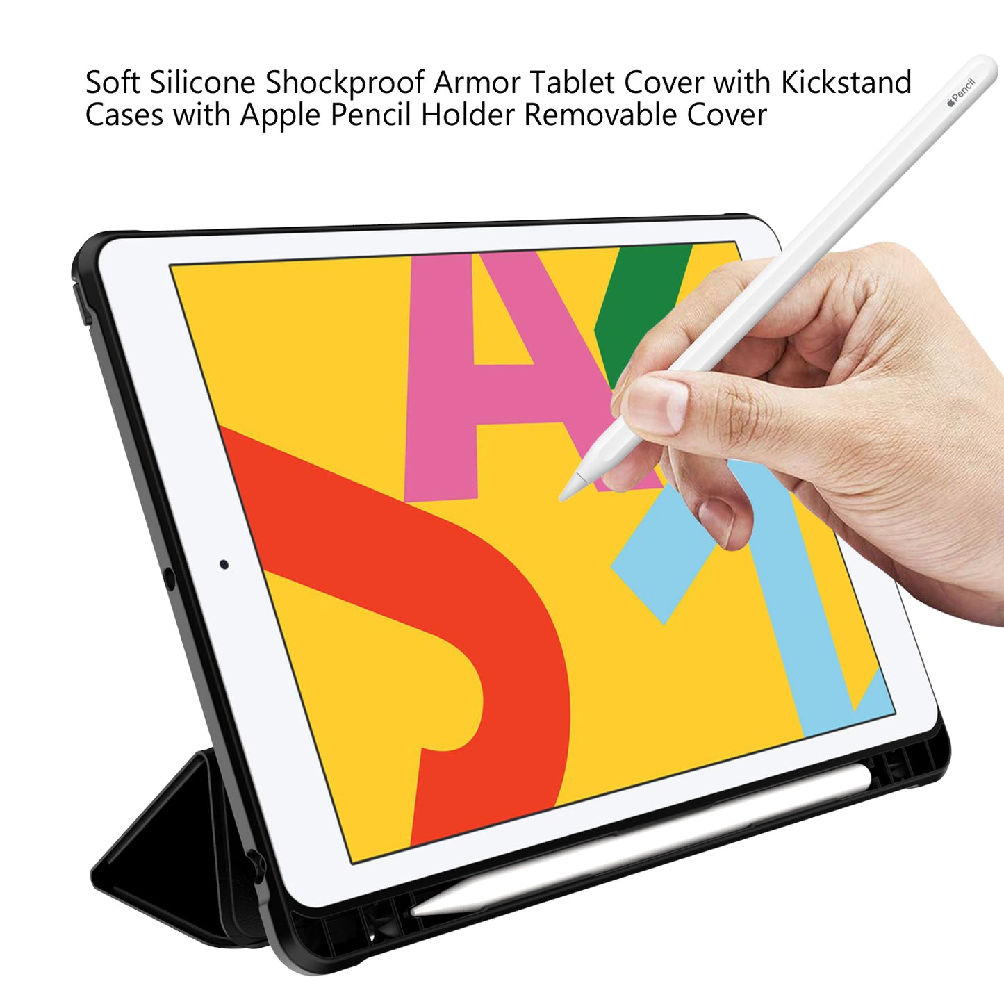 Tri-fold Stand for iPad 10.2 (2021)/(2020)/(2019) PU Leather Tablet Cover with Pen Holder