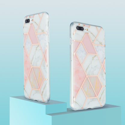 2.0mm Electroplating IMD Splicing Marble Pattern Design TPU Protector Cover for iPhone 7 Plus/8 Plus