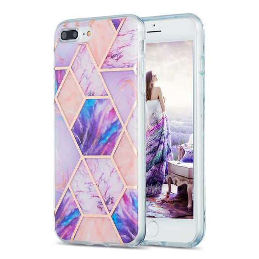 2.0mm Electroplating IMD Splicing Marble Pattern Design TPU Protector Cover for iPhone 7 Plus/8 Plus