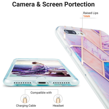 2.0mm Electroplating IMD Splicing Marble Pattern Design TPU Protector Cover for iPhone 7 Plus/8 Plus